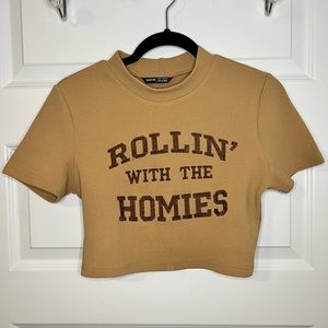 SHEIN, medium, tan, crop top